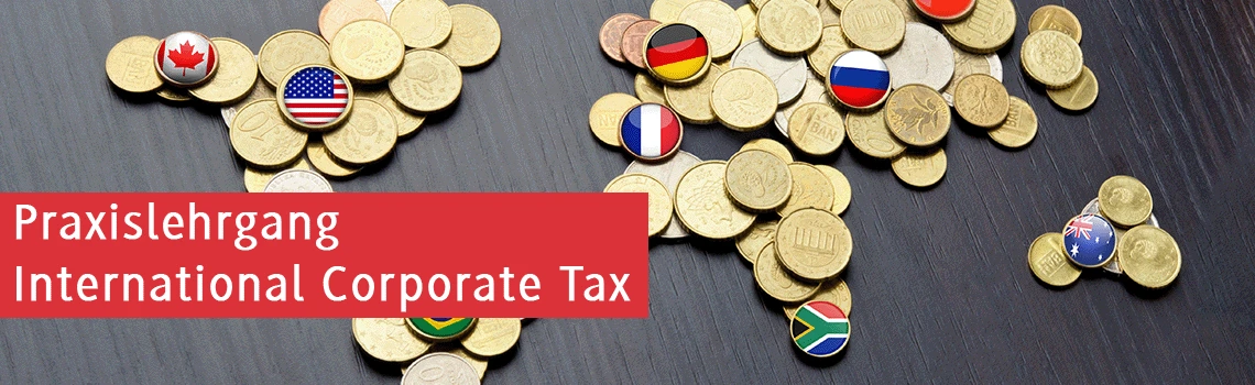 Banner zur Bewerbung des Praxislehrgangs International Corporate Tax